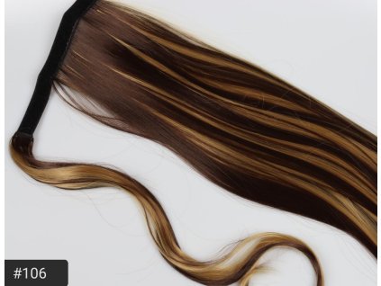 príčeskový cop -  hnedý s blond melírom - 106