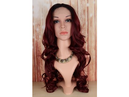 Angela - dlhá lace front červená vlnitá parochňa