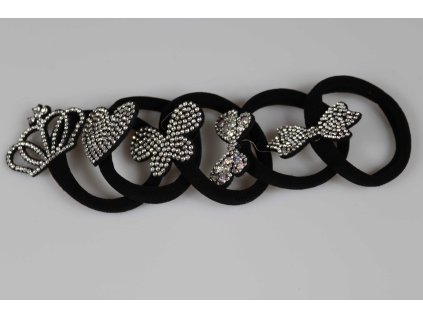 Set gumičiek 5 ks čierne s ozdobami