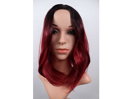 Charlotte - ombre čierna červená bordová parochňa