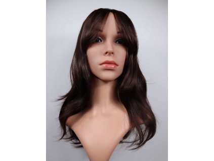 Eva polodlhá hnedá parochňa s ofinou