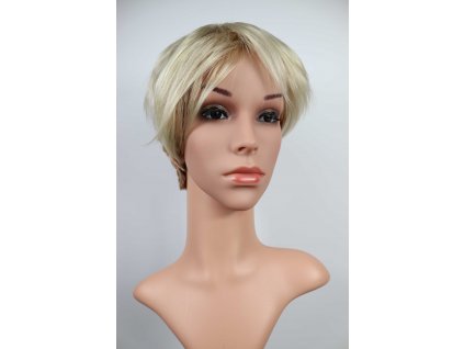 Violet krátka blond parochňa s medeným melírom a ofinou