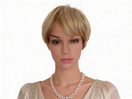 Regina krátka hnedá parochňa s melírom a ofinou