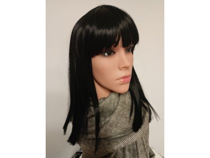 Izabel - polodlhá čierna rovná parochňa