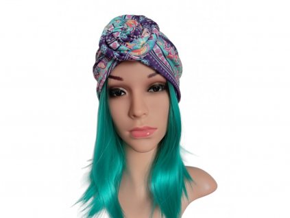 Turban so vzorom modrý