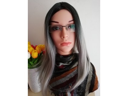 Charlotte - ombre čierna - sivá parochňa