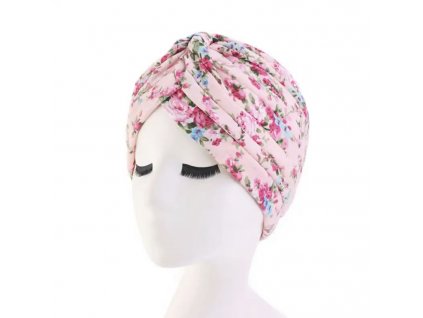Turban so vzorom ružový