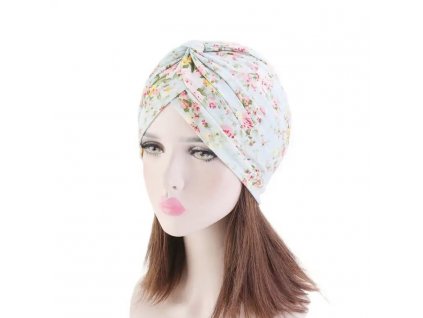 Turban so vzorom modrý