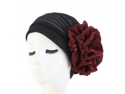 Turban na hlavu - červený kvet