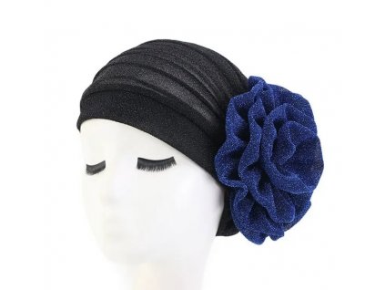 Turban na hlavu - modrý kvet