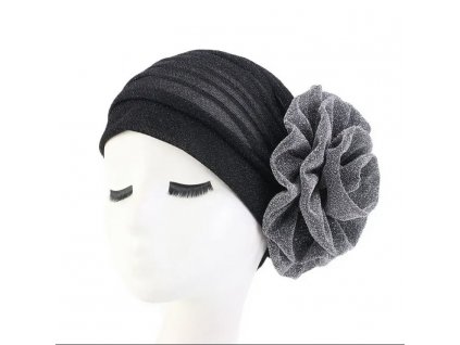 Turban na hlavu - sivý kvet