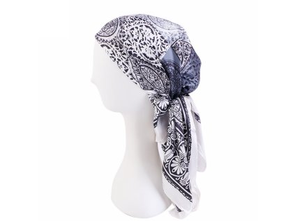 Šatka na hlavu - čierno-biela