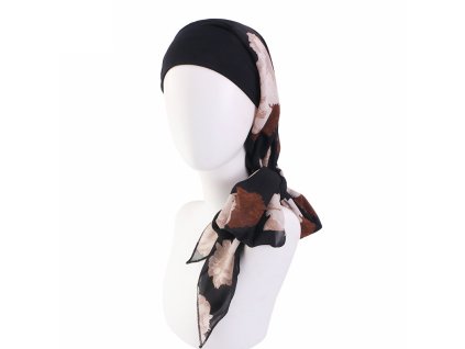 Šatka na hlavu - čierna so vzorom