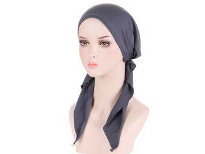 Šatka na hlavu - tmavá sivá