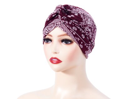 Dámsky Turban - bordový so vzorom