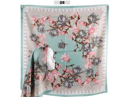 Elegantná šatka na krk či na hlavu - modrá ružová