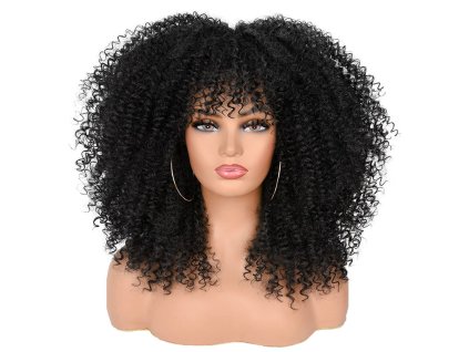 Afrea - čierna kučeravá polodlhá Afro parochňa