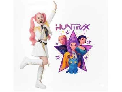 Detský kostým K-Pop Demon Hunters Mira v bielom prevedení so zlatými detailmi