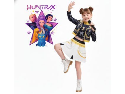 Detský kostým K-Pop Demon Hunters Zoey v čierno-bielom prevedení