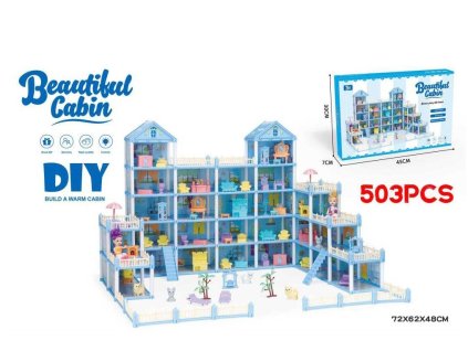 Veľký DIY modrý domček pre bábiky (503 ks)