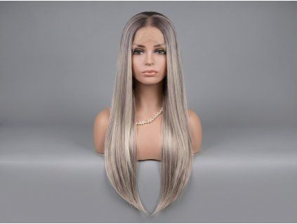 Elvina - dlhá lace front hnedá blond melírovaná rovná - lace front parochňa