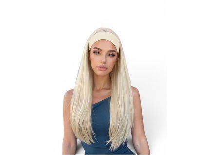 Lara - dlhá svetlá blond parochňa s čelenkou