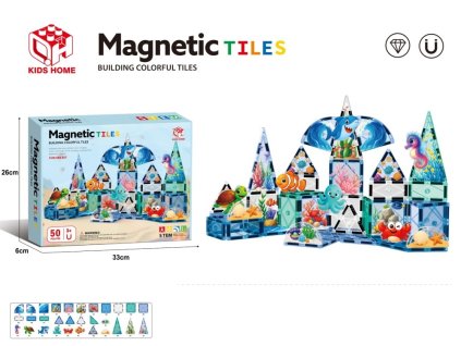 Magnetická stavebnica Oceánsky svet – 50 dielov ukážka balenia a popis dielikov