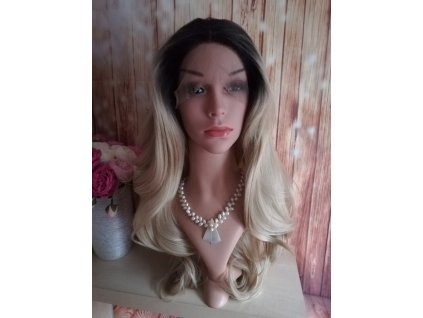 Bella - dlhá lace front ombré blond čierna parochňa