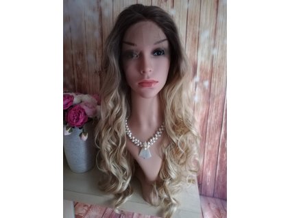 Hannah - lace front blond čierna vlnitá parochňa