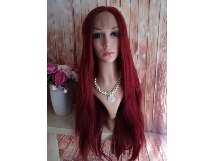 Kayla - lace front červená dlhá parochňa