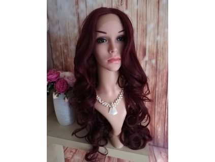 Zoe - lace front červená bordová dlhá parochňa