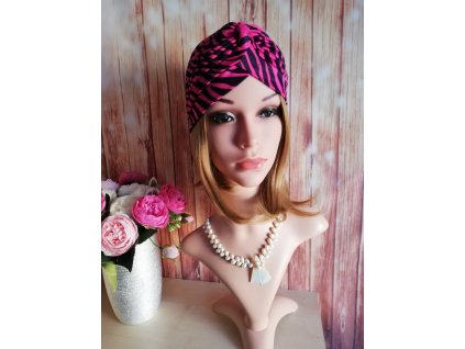 Dámsky Turban - čierno - ružový