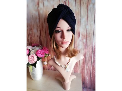 Dámsky Turban z vlny - modrý