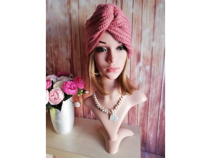 Dámsky Turban z vlny - ružový