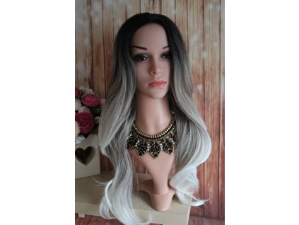 Greta - dlhá čierna - sivá parochňa