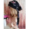 Šatka na hlavu - čierna s pierkami
