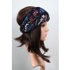 Nákrčník, čiapka, čelenka, gumička v jednom čierny s listami
