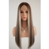 Brigitte - dlhá lace front melirovaná blond - hnedá parochňa