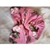 Turban na hlavu - ružový s kvetmi