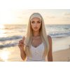 Lara - dlhá svetlá blond parochňa s čelenkou