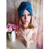 Dámsky Turban z vlny - modrý tyrkysový