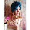 Dámsky Turban z vlny - modrý tyrkysový