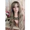 Anita - dlhá hnedá blond ombre vlnitá parochňa s ofinou